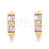 Argolla Huggie 02.284.0039.2.15 Oro Laminado, Diseño de Baguette, con Rosado and Blanca Zirconia Cubica, Pulido, Tono Dorado