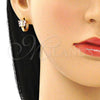 Argolla Huggie 02.284.0040.12 Oro Laminado, Diseño de Mariposa, con Rosado Zirconia Cubica, Pulido, Tono Dorado