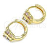 Argolla Huggie 02.284.0040.12 Oro Laminado, Diseño de Mariposa, con Rosado Zirconia Cubica, Pulido, Tono Dorado
