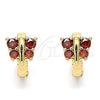 Argolla Huggie 02.284.0040.1.12 Oro Laminado, Diseño de Mariposa, con Granate Zirconia Cubica, Pulido, Tono Dorado