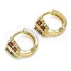 Argolla Huggie 02.284.0040.1.12 Oro Laminado, Diseño de Mariposa, con Granate Zirconia Cubica, Pulido, Tono Dorado