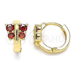 Argolla Huggie 02.284.0040.1.12 Oro Laminado, Diseño de Mariposa, con Granate Zirconia Cubica, Pulido, Tono Dorado