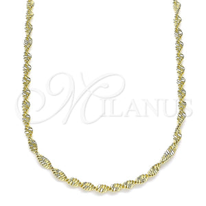 Gargantilla Basica 04.213.0225.24 Oro Laminado, Diseño de Singapore, Pulido, Tono Dorado (02 MM Thickness, 24 Inches Length)