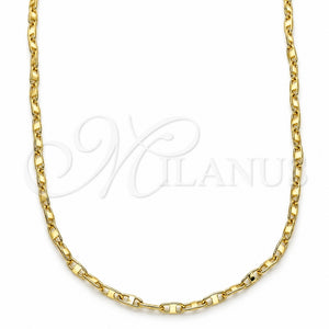 Gargantilla Basica 04.213.0226.24 Oro Laminado, Pulido, Tono Dorado (02 MM Thickness, 24 Inches Length)