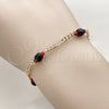 Pulsera Elegante 03.64.0132.07 Oro Laminado, con Cristal Negro, Pulido, Tono Dorado (Grosor 03.3 MM, 7 Pulgadas de Largo)