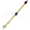 Pulsera Elegante 03.64.0132.07 Oro Laminado, con Cristal Negro, Pulido, Tono Dorado (Grosor 03.3 MM, 7 Pulgadas de Largo)