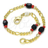 Pulsera Elegante 03.64.0132.07 Oro Laminado, con Cristal Negro, Pulido, Tono Dorado (Grosor 03.3 MM, 7 Pulgadas de Largo)