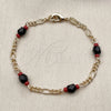 Pulsera Elegante 03.64.0132.07 Oro Laminado, con Cristal Negro, Pulido, Tono Dorado (Grosor 03.3 MM, 7 Pulgadas de Largo)