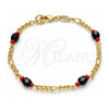 Pulsera Elegante 03.64.0132.07 Oro Laminado, con Cristal Negro, Pulido, Tono Dorado (Grosor 03.3 MM, 7 Pulgadas de Largo)