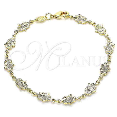 Pulsera Elegante 03.326.0017.08 Oro Laminado, Diseño de Mano de Dios, Pulido, Tono Dorado (07 MM Thickness, 8 Inches Length)
