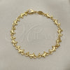 Pulsera Elegante 03.326.0018.08 Oro Laminado, Diseño de Delfín, Pulido, Tono Dorado (07 MM Thickness, 8 Inches Length)