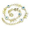 Pulsera Elegante 03.169.0006.07 Oro Laminado, Diseño de Ojo Griego, Resinado Blanco, Tono Dorado (06 MM Thickness, 7 Inches Length)
