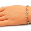 Pulsera Elegante 03.326.0009.3.06 Oro Laminado, Diseño de Ojo Griego y Delfín, Resinado Turquesa, Tono Dorado (07 MM Thickness, 6 Inches Length)