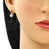 Argolla Pequeña 02.210.0502.10 Oro Laminado, Diseño de Flor, con Blanca Zirconia Cubica, Pulido, Tono Dorado