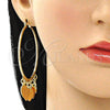 Argolla Grande 02.380.0071.50 Oro Laminado, Diseño de Corazón, Diamantado, Tono Dorado