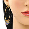 Argolla Grande 02.380.0072.1.50 Oro Laminado, Diseño de Ojo Griego, Resinado Azul, Tono Dorado
