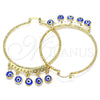 Argolla Grande 02.380.0072.1.50 Oro Laminado, Diseño de Ojo Griego, Resinado Azul, Tono Dorado
