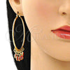 Argolla Grande 02.380.0072.3.50 Oro Laminado, Diseño de Ojo Griego, Resinado Rojo, Tono Dorado