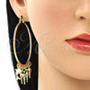 Argolla Grande 02.380.0073.50 Oro Laminado, Diseño de Delfín, Diamantado, Tono Dorado