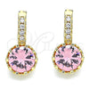 Argolla Huggie 02.210.0504.1.15 Oro Laminado, con Rosado Zirconia Cubica and Blanca Micro Pave, Pulido, Tono Dorado