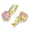 Argolla Huggie 02.210.0504.1.15 Oro Laminado, con Rosado Zirconia Cubica and Blanca Micro Pave, Pulido, Tono Dorado