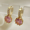 Argolla Huggie 02.210.0504.1.15 Oro Laminado, con Rosado Zirconia Cubica and Blanca Micro Pave, Pulido, Tono Dorado