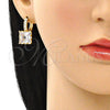 Argolla Huggie 02.210.0503.15 Oro Laminado, con Blanca Zirconia Cubica and Blanca Micro Pave, Pulido, Tono Dorado