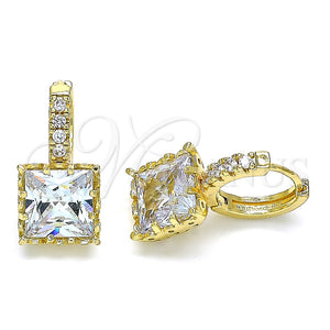 Argolla Huggie 02.210.0503.15 Oro Laminado, con Blanca Zirconia Cubica and Blanca Micro Pave, Pulido, Tono Dorado