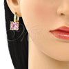 Argolla Huggie 02.210.0503.1.15 Oro Laminado, con Rosado Zirconia Cubica and Blanca Micro Pave, Pulido, Tono Dorado