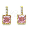Argolla Huggie 02.210.0503.1.15 Oro Laminado, con Rosado Zirconia Cubica and Blanca Micro Pave, Pulido, Tono Dorado