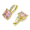 Argolla Huggie 02.210.0503.1.15 Oro Laminado, con Rosado Zirconia Cubica and Blanca Micro Pave, Pulido, Tono Dorado