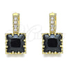Argolla Huggie 02.210.0503.3.15 Oro Laminado, con Negro Zirconia Cubica and Blanca Micro Pave, Pulido, Tono Dorado