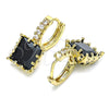 Argolla Huggie 02.210.0503.3.15 Oro Laminado, con Negro Zirconia Cubica and Blanca Micro Pave, Pulido, Tono Dorado