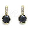 Argolla Huggie 02.210.0504.3.15 Oro Laminado, con Negro Zirconia Cubica and Blanca Micro Pave, Pulido, Tono Dorado