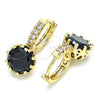 Argolla Huggie 02.210.0504.3.15 Oro Laminado, con Negro Zirconia Cubica and Blanca Micro Pave, Pulido, Tono Dorado