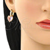 Argolla Huggie 02.210.0505.1.15 Oro Laminado, Diseño de Corazón, con Rosado Zirconia Cubica and Blanca Micro Pave, Pulido, Tono Dorado