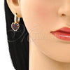 Argolla Huggie 02.210.0505.2.15 Oro Laminado, Diseño de Corazón, con Granate Zirconia Cubica and Blanca Micro Pave, Pulido, Tono Dorado
