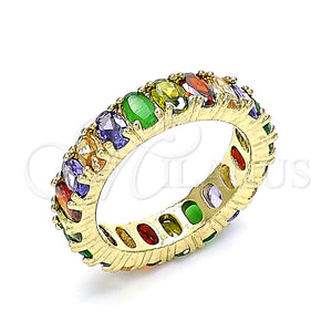 Anillo Multi Piedra 01.210.0137.08 Oro Laminado, con Multicolor Zirconia Cubica, Pulido, Tono Dorado (Size 8)