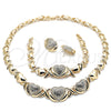 Collar, Pulsera y Dije 06.372.0032 Oro Laminado, Diseño de Besos y Abrazos y Corazón, con Blanca Cristal, Pulido, Tono Dorado