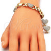Collar, Pulsera y Dije 06.372.0038 Oro Laminado, Diseño de Besos y Abrazos y Corazón, con Cristal Blanca, Pulido, Tono Dorado