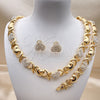 Collar, Pulsera y Dije 06.372.0038 Oro Laminado, Diseño de Besos y Abrazos y Corazón, con Cristal Blanca, Pulido, Tono Dorado