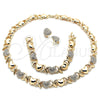 Collar, Pulsera y Dije 06.372.0038 Oro Laminado, Diseño de Besos y Abrazos y Corazón, con Cristal Blanca, Pulido, Tono Dorado