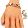 Collar, Pulsera y Dije 06.372.0042 Oro Laminado, Diseño de Besos y Abrazos y Delfín, con Blanca Cristal, Pulido, Tono Dorado