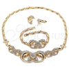 Collar, Pulsera y Dije 06.372.0042 Oro Laminado, Diseño de Besos y Abrazos y Delfín, con Blanca Cristal, Pulido, Tono Dorado