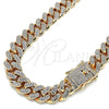 Gargantilla Basica 03.372.0001.18 Oro Laminado, Diseño de Miami Cubana, con Blanca Cristal, Pulido, Tono Dorado (13 MM Thickness, 18 Inches Length)
