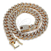 Gargantilla Basica 03.372.0001.18 Oro Laminado, Diseño de Miami Cubana, con Blanca Cristal, Pulido, Tono Dorado (13 MM Thickness, 18 Inches Length)