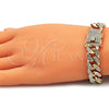 Pulsera Básica 03.372.0001.08 Oro Laminado, Diseño de Miami Cubana, con Blanca Cristal, Pulido, Tono Dorado (13 MM Thickness, 8 Inches Length)