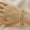 Pulsera Básica 03.372.0001.08 Oro Laminado, Diseño de Miami Cubana, con Blanca Cristal, Pulido, Tono Dorado (13 MM Thickness, 8 Inches Length)
