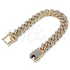 Pulsera Básica 03.372.0001.08 Oro Laminado, Diseño de Miami Cubana, con Blanca Cristal, Pulido, Tono Dorado (13 MM Thickness, 8 Inches Length)