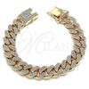 Pulsera Básica 03.372.0001.08 Oro Laminado, Diseño de Miami Cubana, con Blanca Cristal, Pulido, Tono Dorado (13 MM Thickness, 8 Inches Length)